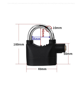 Asma kilit şok sensörü 110db siyah Anti-theft büyük ses Alarm anahtarlı kilit - Product Image 4