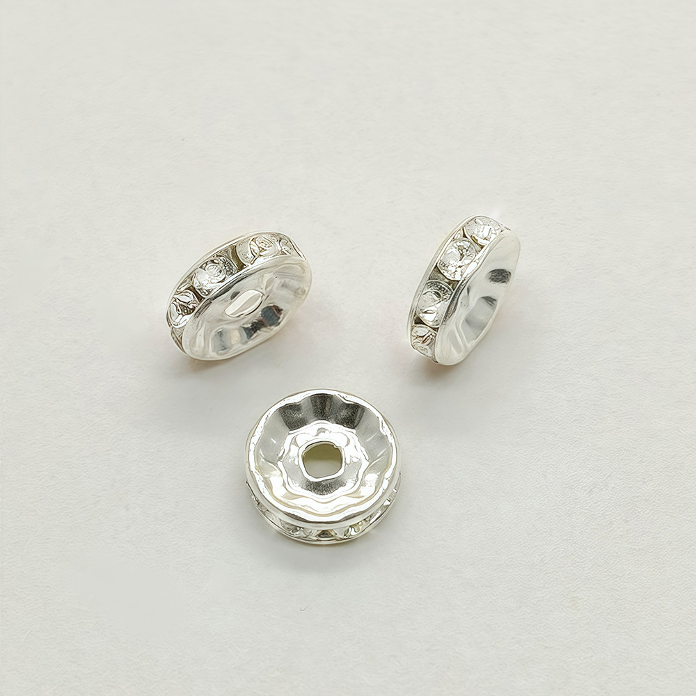 Silver-plated straight-edged white diamond