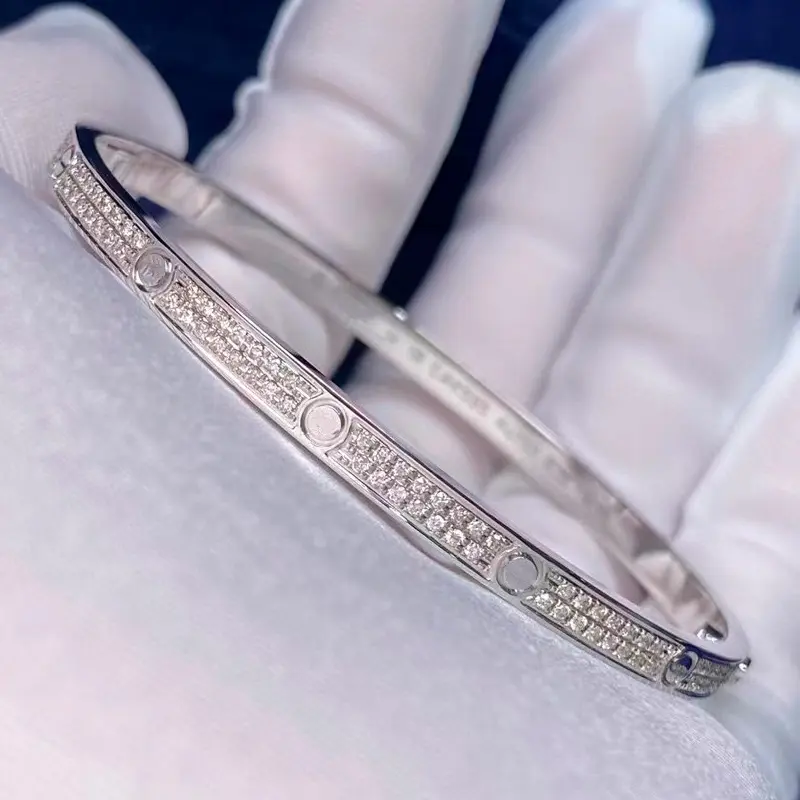 Cgb099 16.3 gramas 18k ouro sólido pulseira, diamante amor bracelete 3.7mm chave de fenda pulseira de luxo presente para mulheres