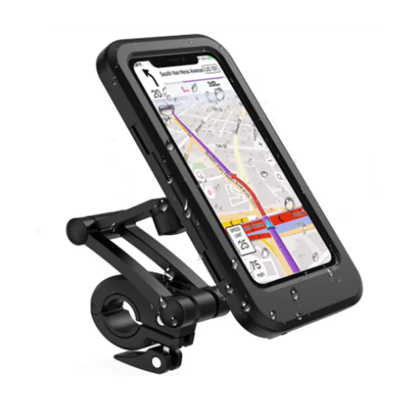 Soporte para teléfono de bicicleta Soporte impermeable para teléfono de motocicleta con pantalla táctil de TPU Soporte universal para móvil de bicicleta de 360 grados para iPhone