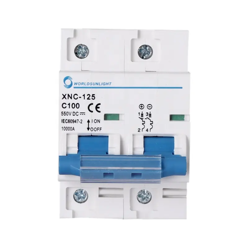 Worldsunlight CE XNC-125 IEC60947 80 100 125 Amp 550VDC 2 poli interruttore in miniatura protezione da sovraccarico DC MCB