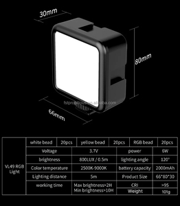 Ulanzi VL49ไฟวิดีโอ LED ขนาดเล็ก RGB แบบชาร์จไฟได้สำหรับกล้อง OSMO Action GoPro 10 9 8 iPhone 13 12 PRO MAX 11 x XS - Product Image 5