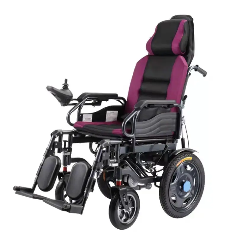 Cadeira de rodas elétrica dobrável com controle remoto duplo, cadeira de rodas elétrica automática com encosto alto
