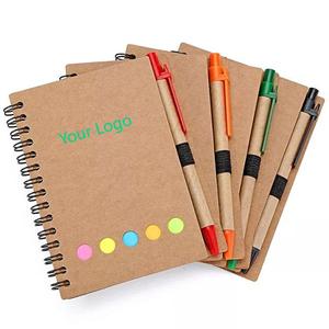 Custom Cheap A5/A6 Promotional Kraft <strong>Notebook</strong> Bulk Blank Loose Leaf <strong>Note</strong> Book with Pen and Sticky <strong>Note</strong> for <strong>Memo</strong> Pads