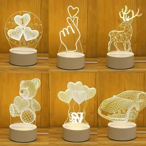 ไฟกลางคืน LED อะคริลิครูปภาพลวงตา3D ที่ทันสมัยไฟตกแต่งห้อง10ห้องนอนของขวัญตกแต่งสำหรับเด็ก60คน - Product Image 1