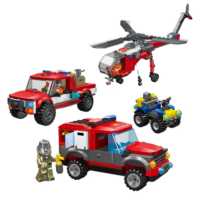 Carro armato 2024 jet da combattimento città modello di camion dei pompieri per bambini giocattolo Splicing blocchi di costruzione e di montaggio giocattoli per bambini