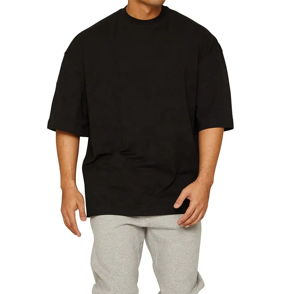 Blanco Katoenen Street Wear T-Shirt Oversized Drop Shoulder T-Shirt Op Maat Gemaakt Zwaar Gewicht T-Shirt Voor Mannen