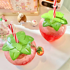 500Ml מסיבת חלב תה קש משקאות מיץ פלסטיק לשתות Kawaii תות כוס