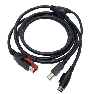 SR güç Mini DIN için 1.8M 3 m 24V Powered <span class=keywords><strong>USB</strong></span> 3P <span class=keywords><strong>L</strong></span> + <span class=keywords><strong>B</strong></span>/M <span class=keywords><strong>B</strong></span> M "Y" Hoslden erkek POS yazıcı barkod tarayıcı veri kablosu