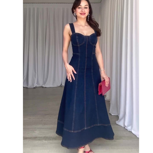 مخصص طويل الدنيم حزب اللباس المرأة الرسمية مخصص الدنيم فستان طويل الصانع - Product Image 5