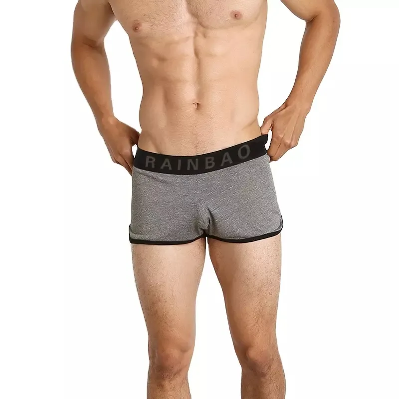 Ropa interior cómoda de algodón para hombre, Calzoncillos Bóxer, logotipo tejido personalizado para la cintura, servicio ODM y OEM