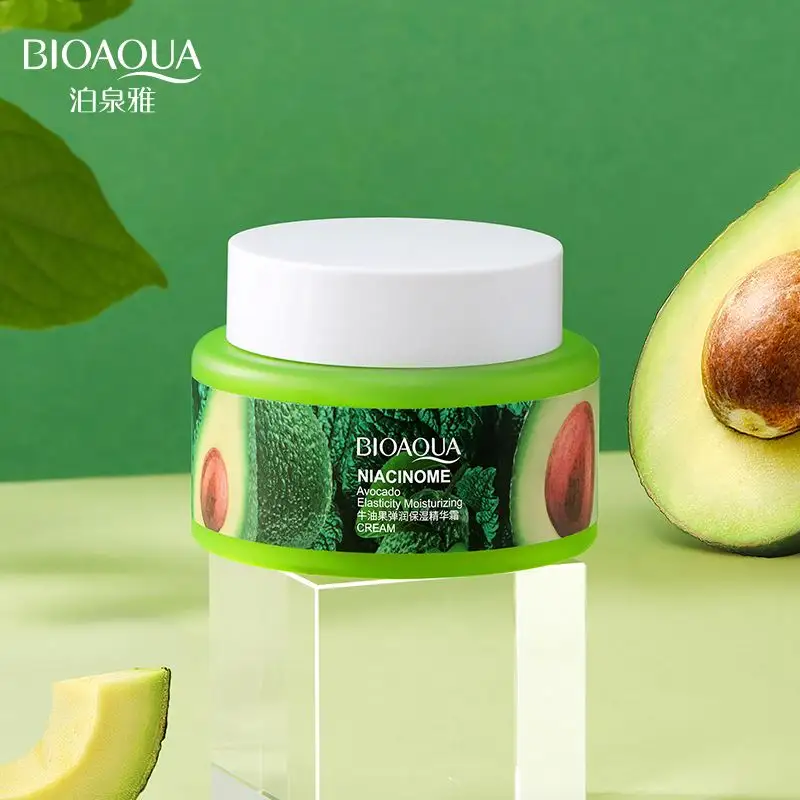 Bioaqua creme facial, base natural para cuidados com a pele, massagem hidratante, brilhante, abacate