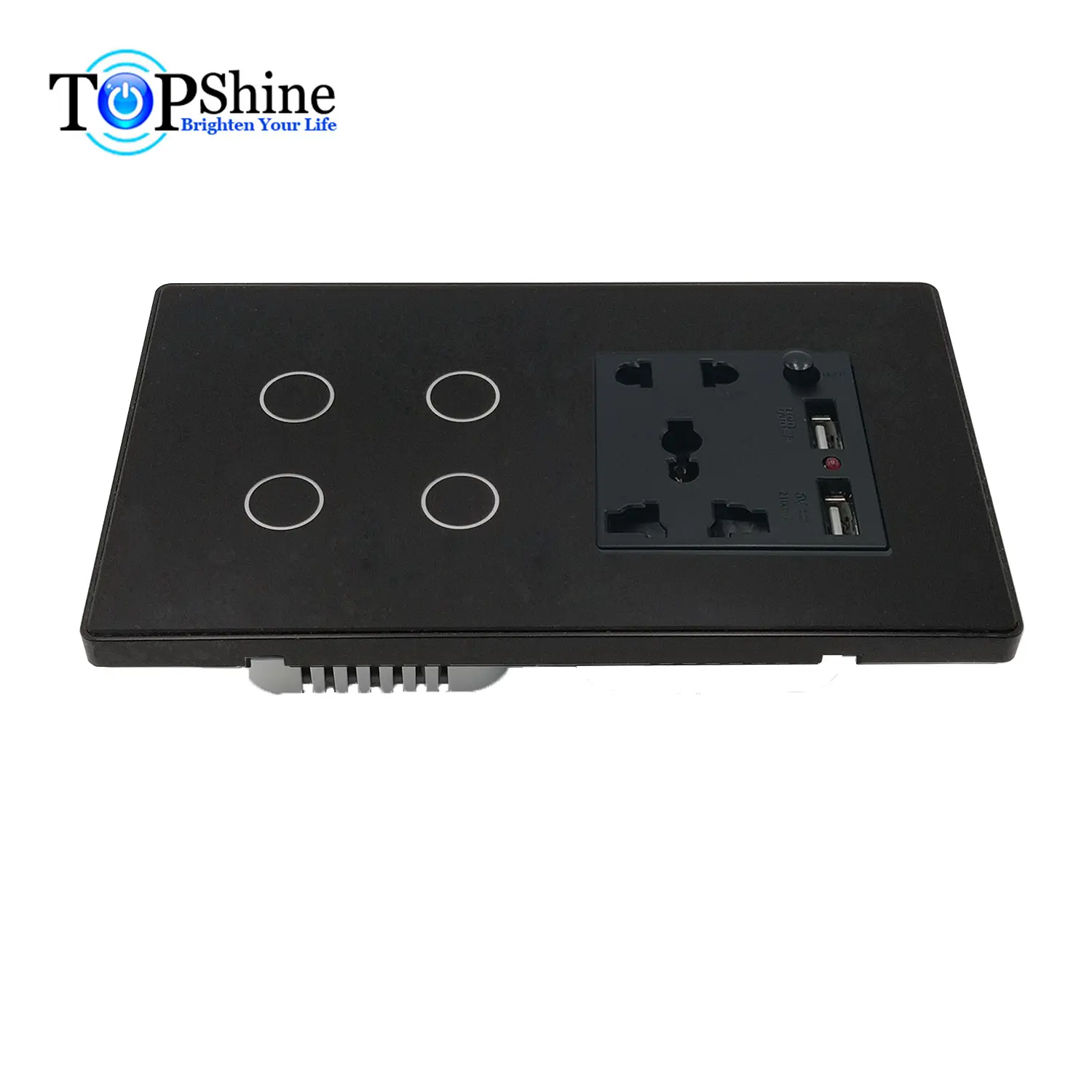 Topshine-interruptores táctiles inteligentes de 1 a 4 entradas, multifunción, modularizado, tipo 147, con toma de corriente EU de 16A