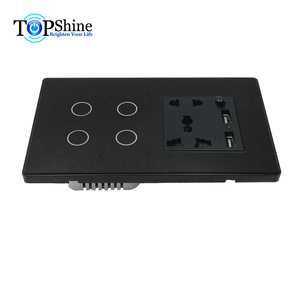 Topshine 147型模块化多功能1至4组智能触摸开关，带欧盟16A电源插座 - Product Image 1