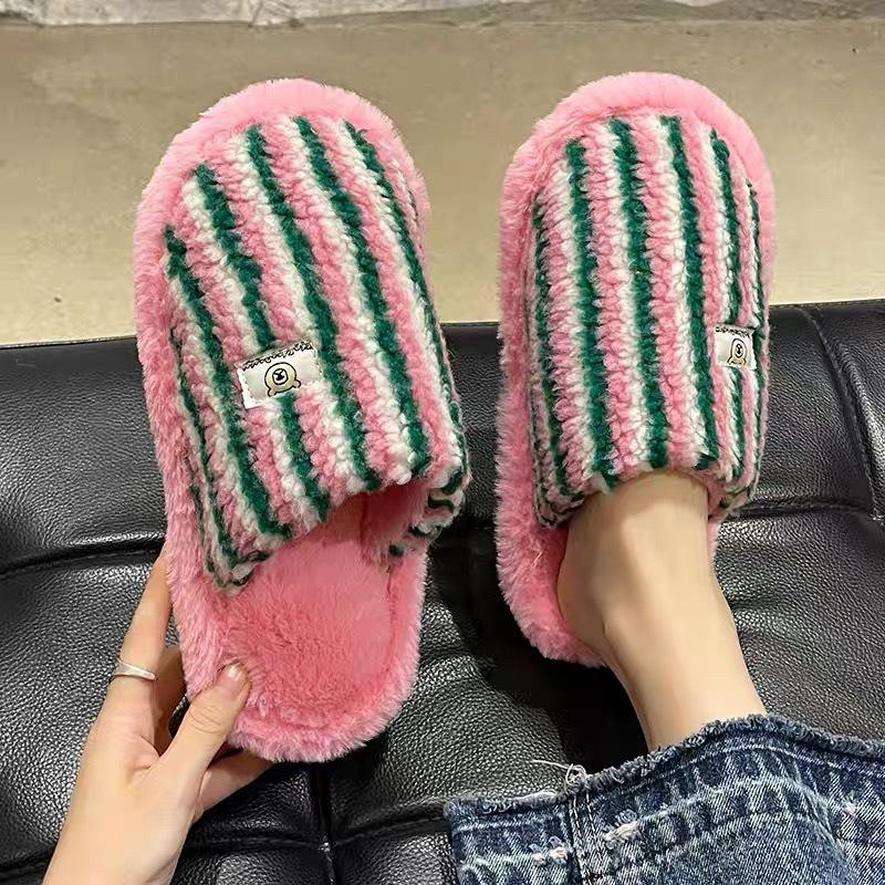 Serpillère en coton à rayures contrastées roses