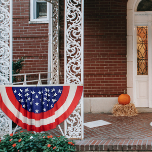 100D Polyester Stock Silk USA Stars 4th <strong>July</strong> Garden Decoration Half Fan Flag - Product Image 6