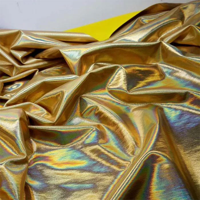 Laser Cloth Elastic Hologram Spandex Bronzing Shiny Holographic Swimsuit Costume Stage Performance Garment Fabric