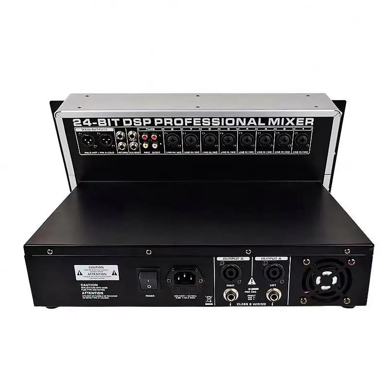 Mezclador de potencia de audio profesional de altavoz de 15 pulgadas mezclador de audio 8 canales consola mezcladora en rack