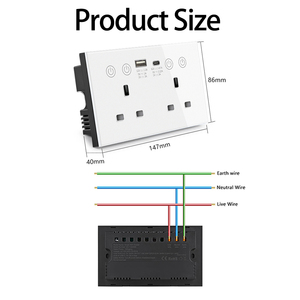 YUESHAPE Tuya Smart ZigBee Power Statistical Socket 20A con USB Tipo C Panel de vidrio Multifuncional Doble WiFi Smart Socket - Product Image 2