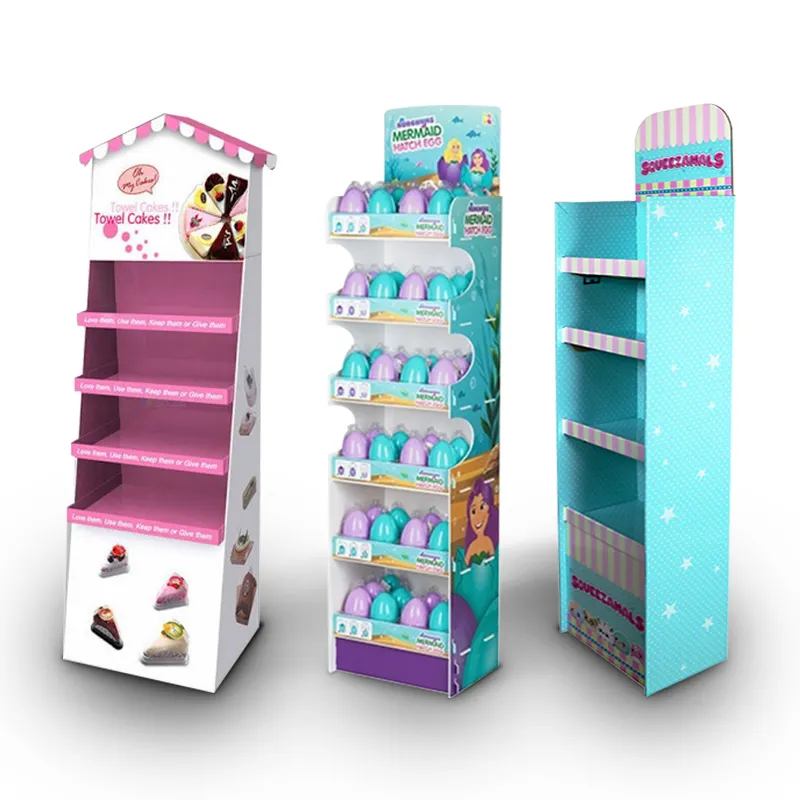Negozio di giocattoli pos al dettaglio personalizzato per bambini pavimento in cartone funko pop prodotto rack bambola merce espositore in carta