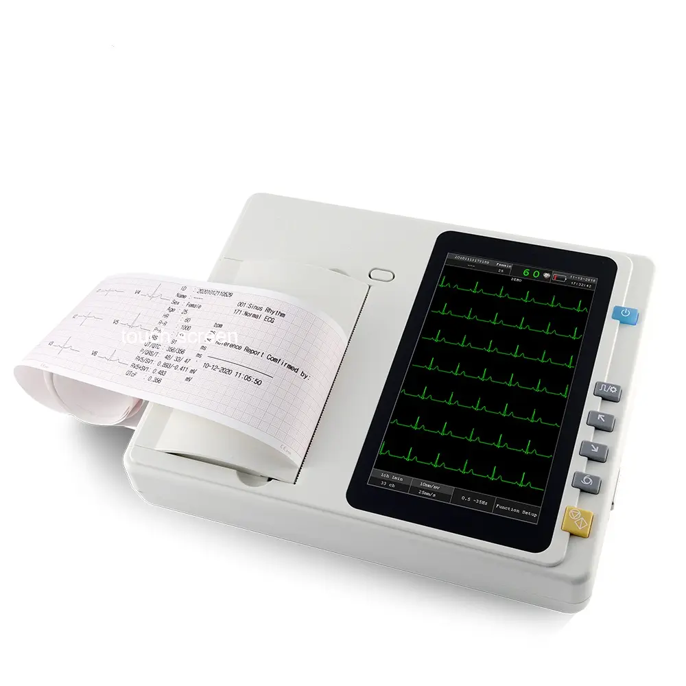 Fabricante Ecg máquina electrocardiógrafo CE Digital EKG electrocardiograma portátil 12 cables PC 3 canales máquina ECG