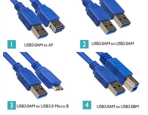 1M USB 3.0公母延长线a型B M/F蓝色数据线线 - Product Image 2