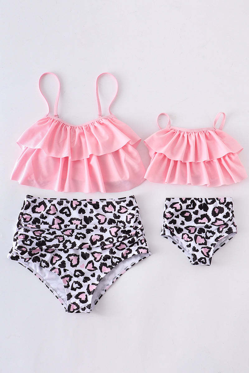 COSTUMI DA BAGNO MAMMA E FIGLIA LEOPARD ROSA