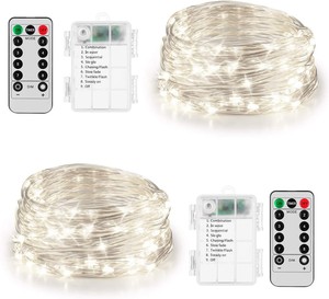 8モード防水電池式銅線LEDクリスマスライトフェアリーストリング屋外ホリデー照明リモコン付き - Product Image 4