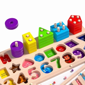 6 in 1幼児モンテッソーリおもちゃキットシェイプソーターカウントカラーマッチングゲーム子供カラーとナンバー迷路ボード - Product Image 4