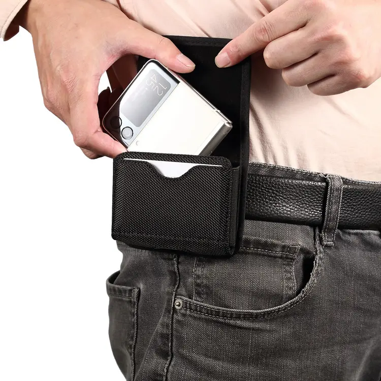 กระเป๋าคาดเอวใส่โทรศัพท์มือถือหน้าจอพับได้กระดุมเหล็กแบบแขวนทำจากผ้าอ๊อกซ์ฟอร์ดเหมาะสำหรับซัมซุง Zflip3 P50พับได้
