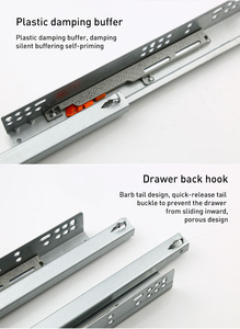 Two-Section Side-Mounted Damping <strong>Slide</strong> Cabinet <strong>Drawer</strong> Hidden Track with <strong>Guide</strong> <strong>Rail</strong> for Kitchen Hall or Bathroom Use - Product Image 5