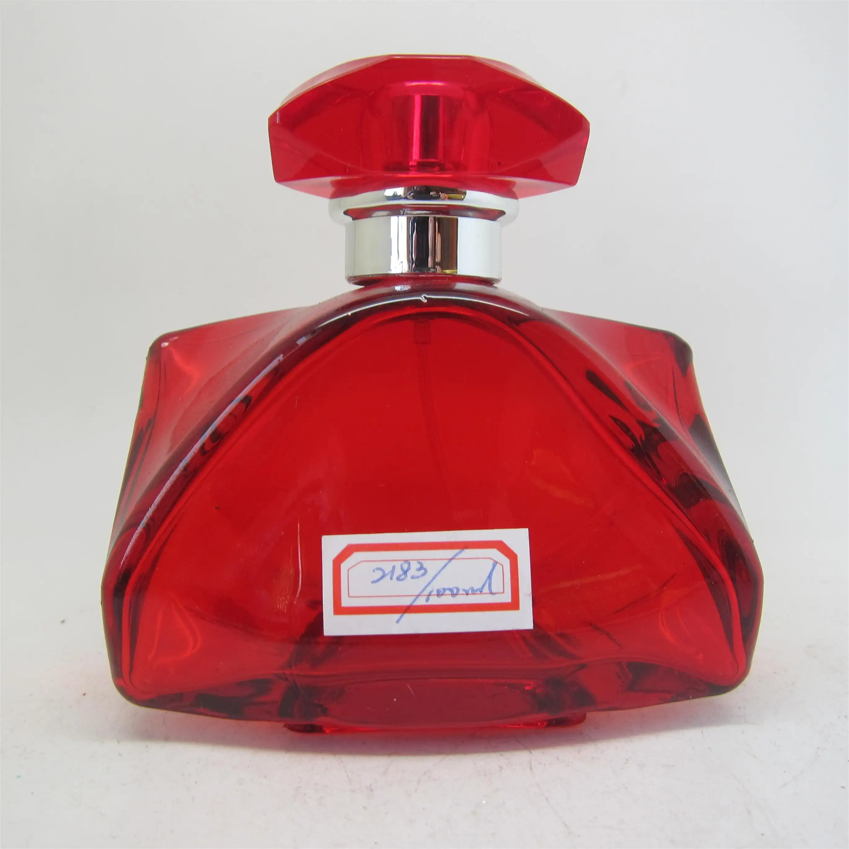 Factory supplier empty luxury women use red glass perfume container 100ml