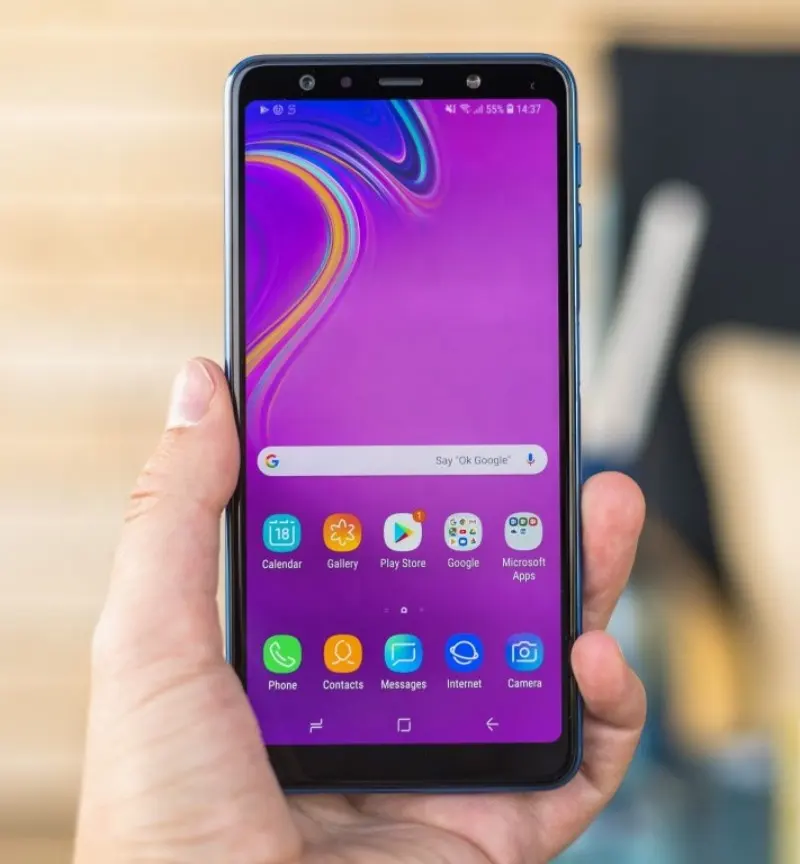 Низкая цена, мобильный телефон android для Samsung A7 2018 A750 64 ГБ, две sim-карты, камера 24 МП, 6,0 дюйма, мобильные телефоны
