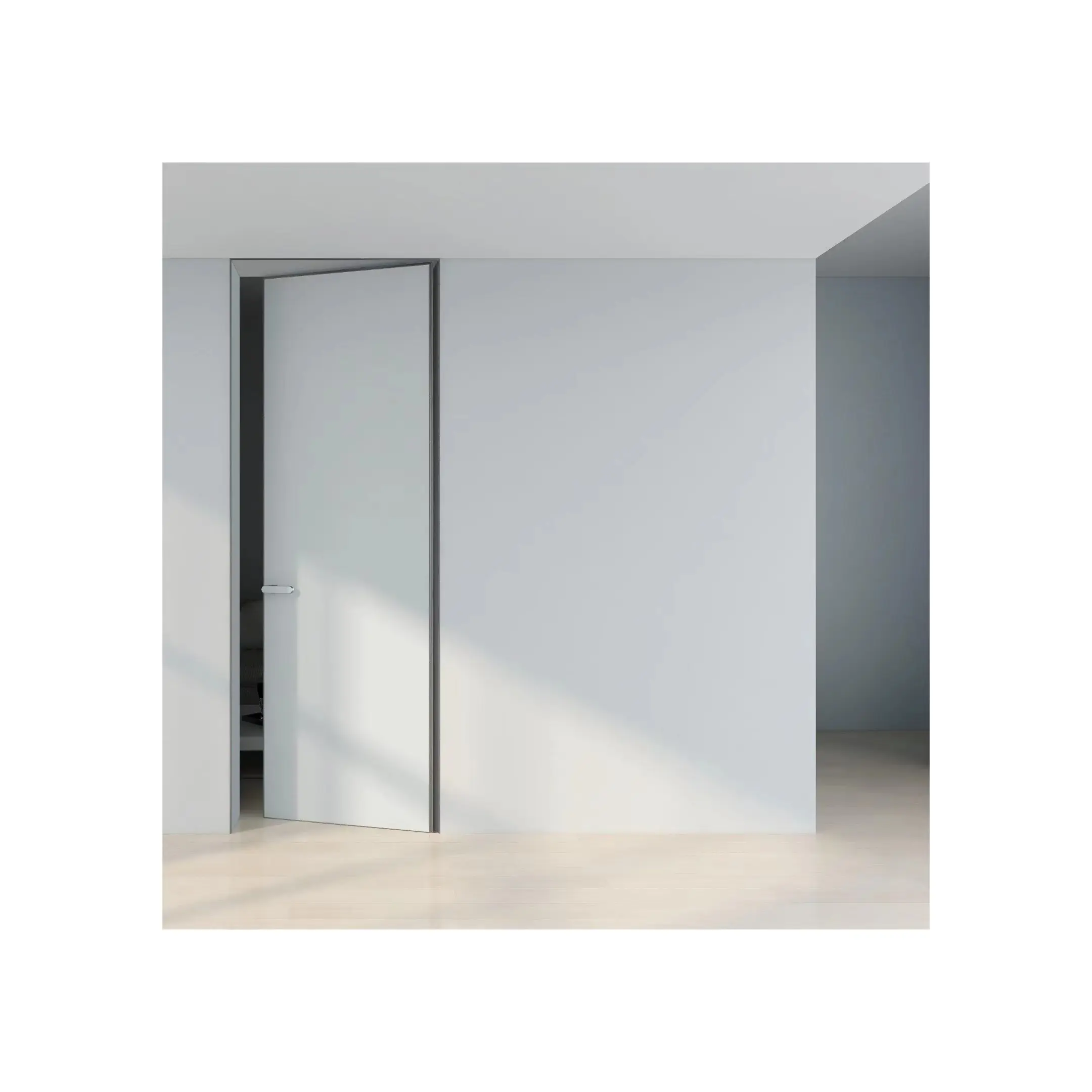 Puerta Invisible Moda Último Diseño Puertas de pared ocultas de madera Marco de aluminio Interior moderno Dormitorio Puerta sin marco al ras