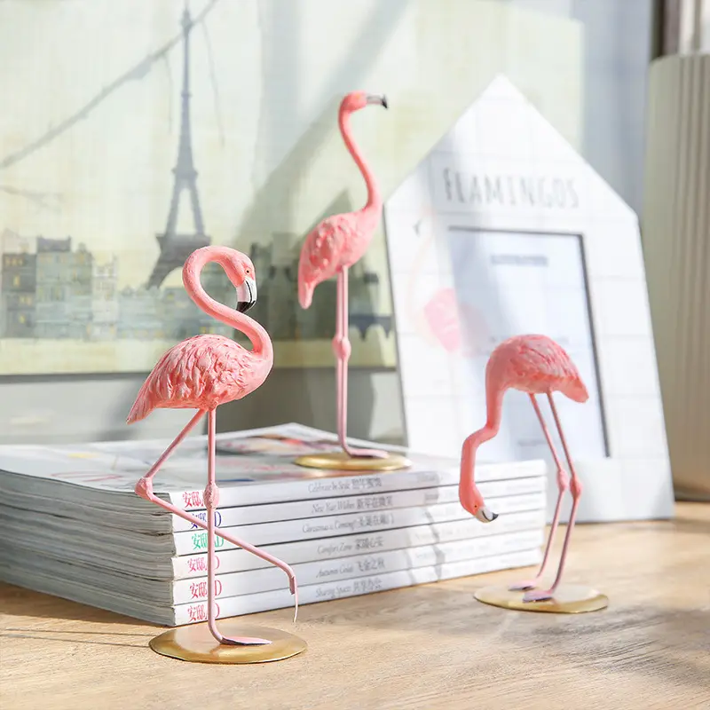Resina de flamingo para decoração, enfeites de fibra de vidro para decoração, da casa, dropship