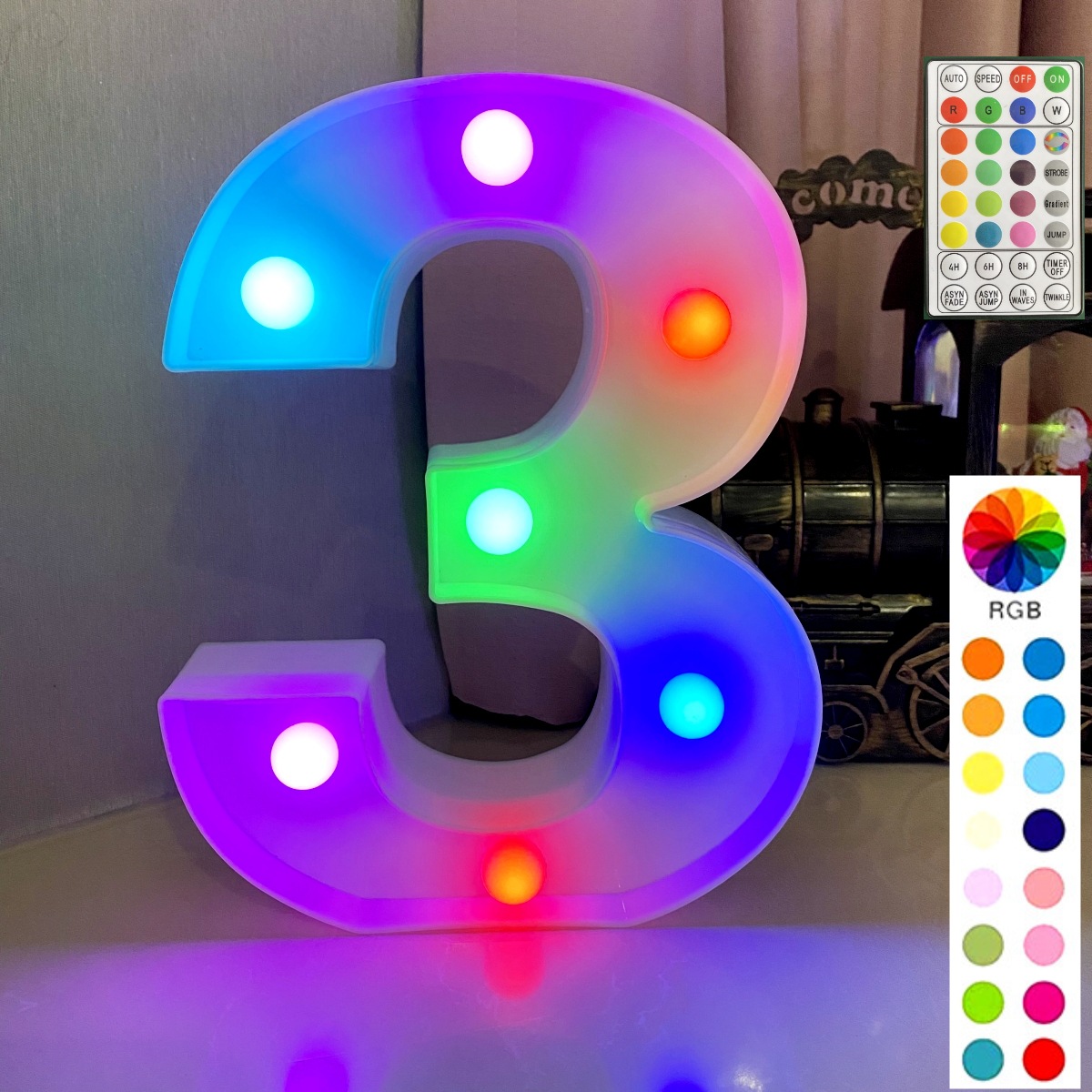 Colorful synchronous remote control white bottom letter: 3