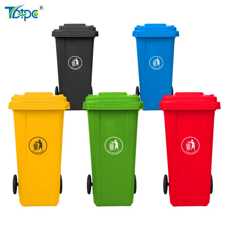 outdoor plastic garbage bin trash can 120 liter waste bin wheelie bin