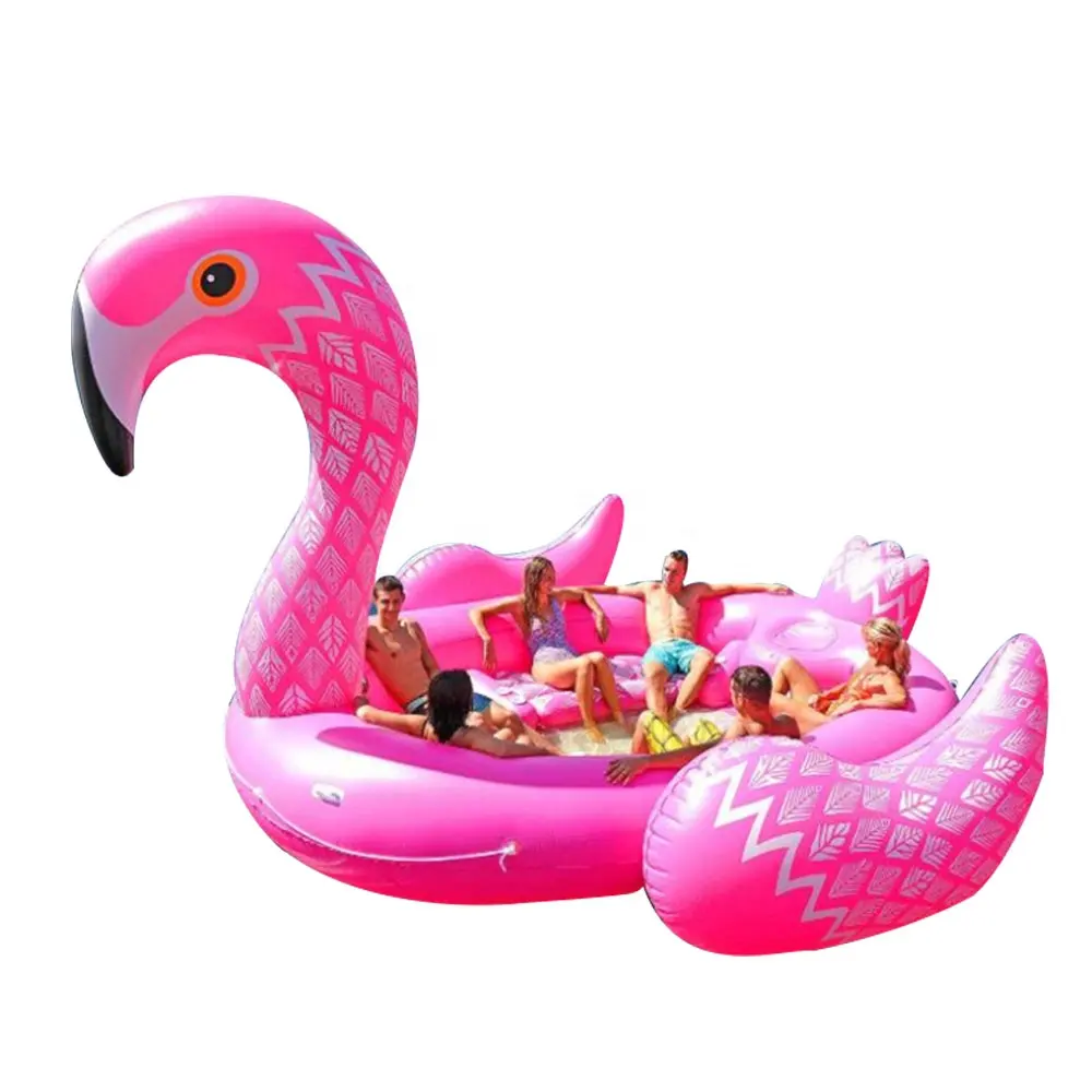 6 Personen Riesige Lake Pink Party Raft große aufblasbare Wasser Flamingo Pool Float Island für Wasser party