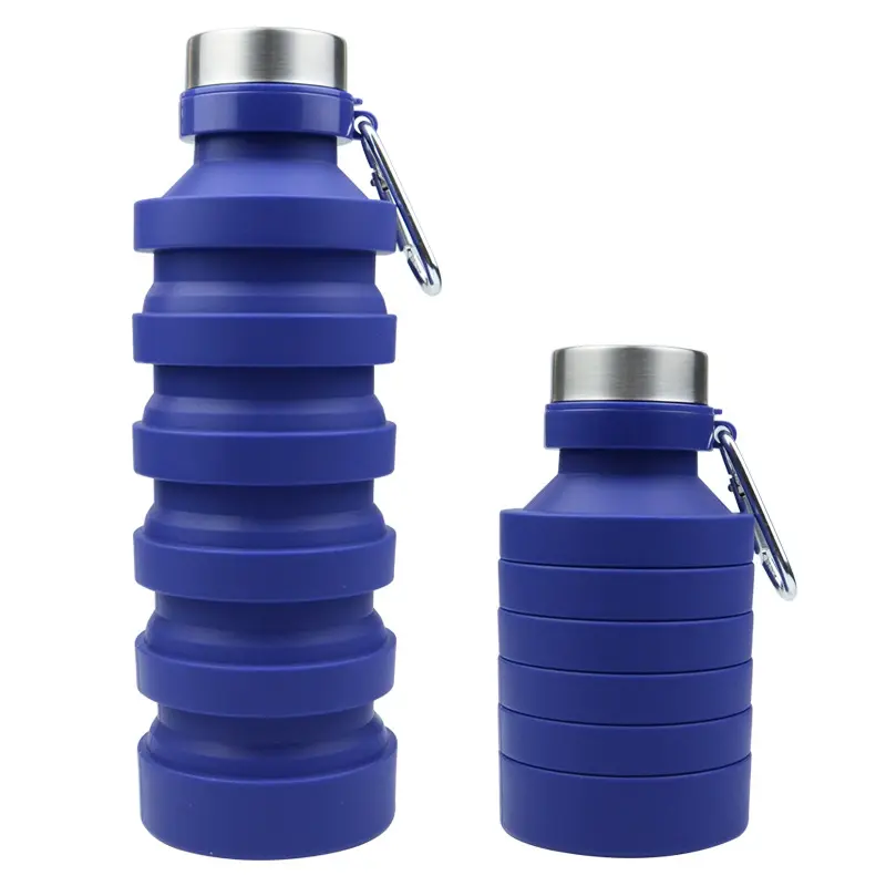FXL personalizado 500ml silicona a prueba de fugas reutilizable viaje plegable botella de agua de silicona para senderismo sin BPA