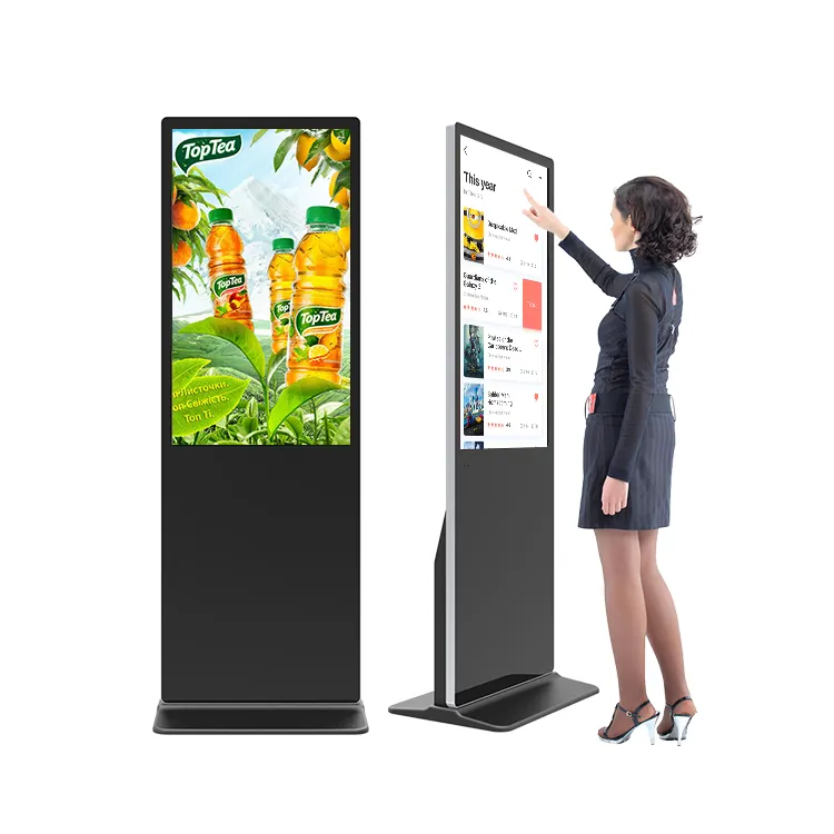 Kiosk interativo tela touch screen, 32 43 50 55 polegadas exibição digital lcd de assinatura interna tela interativa tela sensível ao toque piso