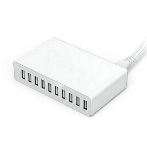 热卖5V 12A多端口USB充电器开关按钮控制10 USB 60w集线器充电器站，带智能手机发光二极管灯