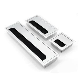 HRT家具五金铝矩形电缆管理，带刷电脑桌金属电线电缆垫圈，带盖 - Product Image 1
