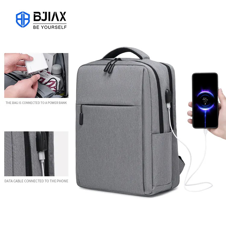 BJIAX waterproof custom logo school smart laptop backpack notebook bags with usb charging