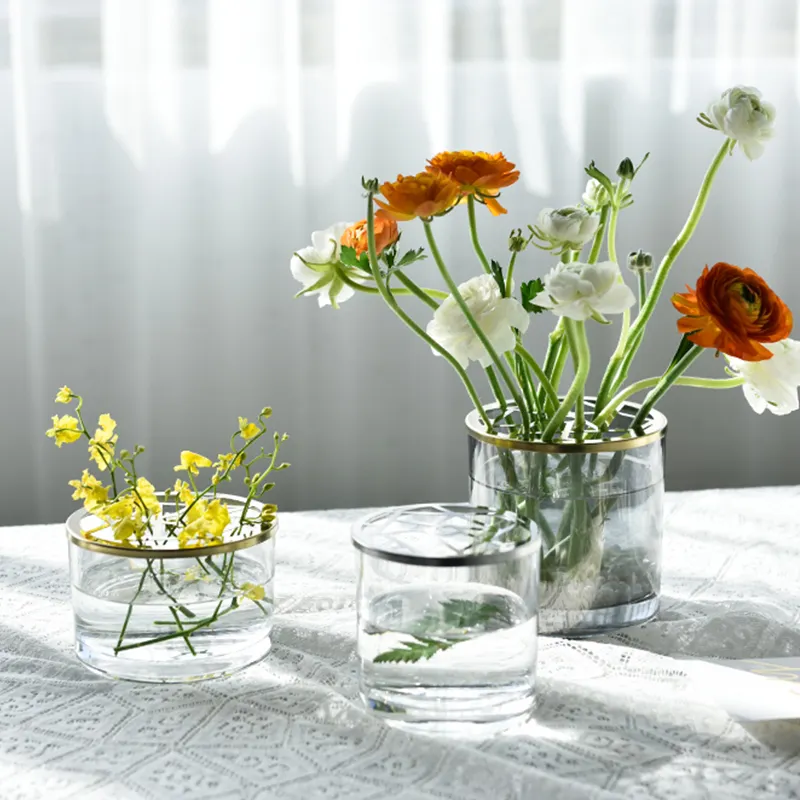 Vase de fleurs en verre transparent, style nordique, grand cylindre, décoration de mariage, pour la maison