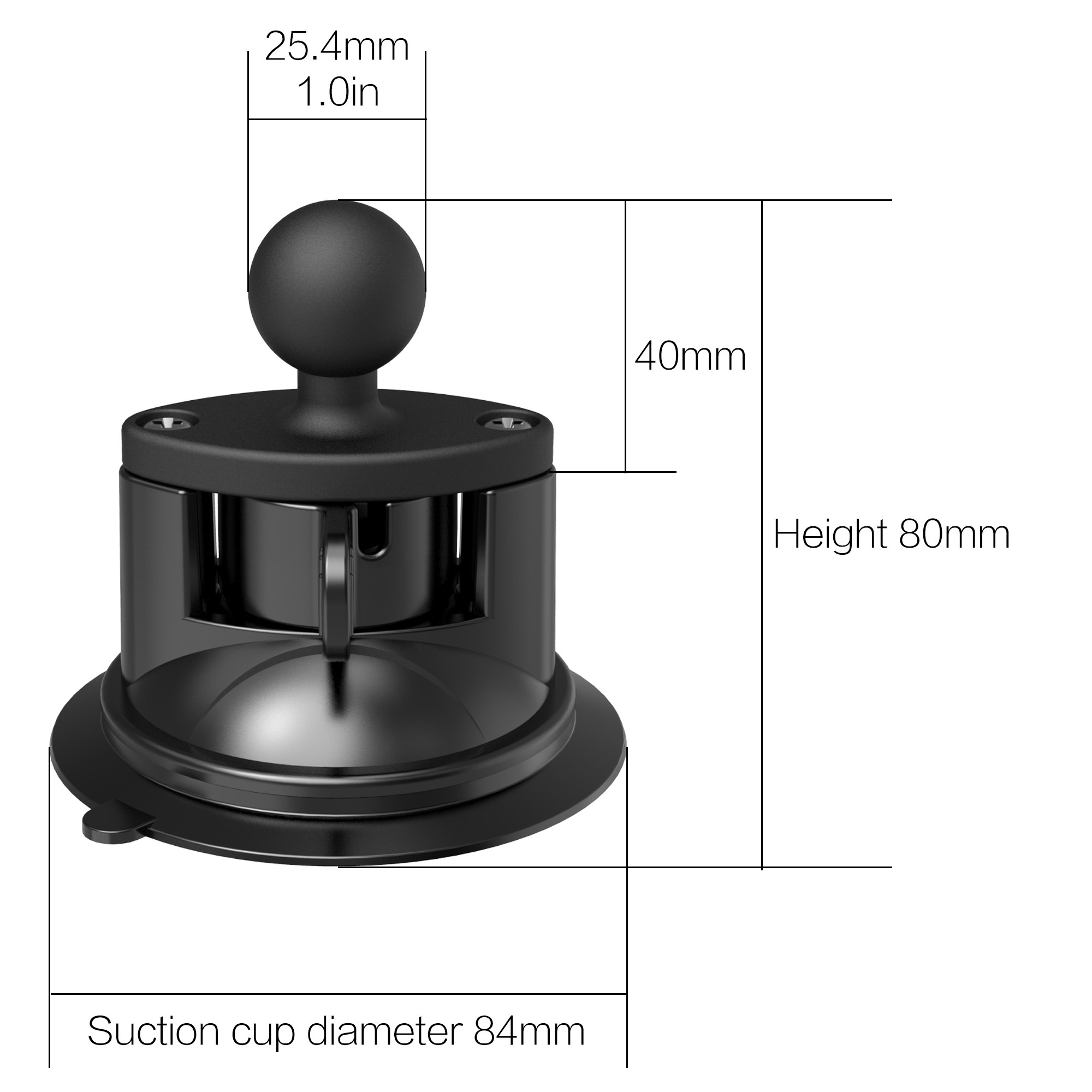 Soporte de bola de 1" (negro)