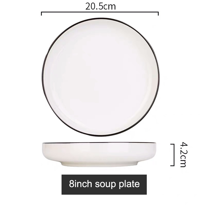 8 pouces assiette à soupe blanc