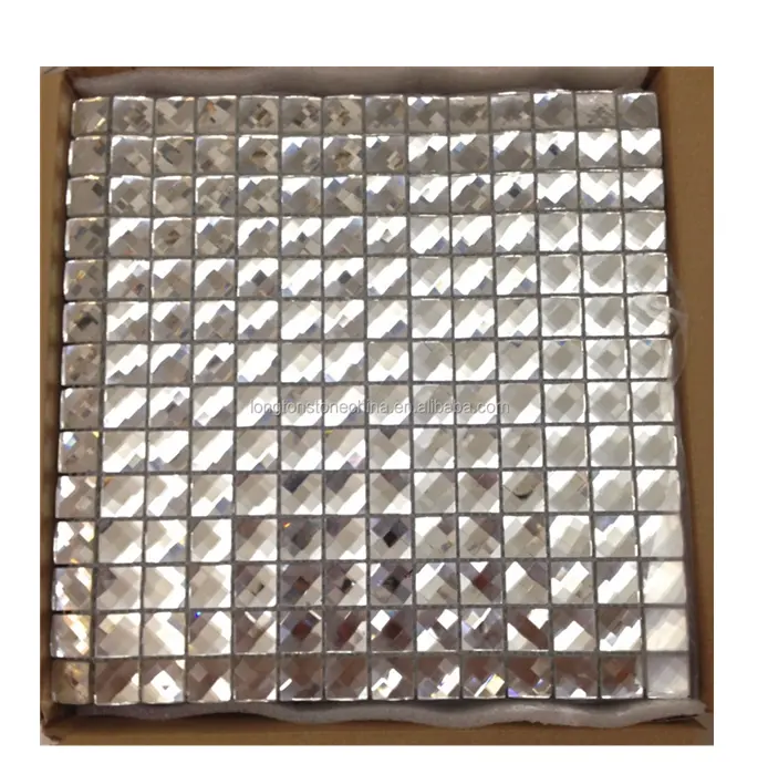 Mosaïque de diamant en verre, effet miroir argenté et brillant, avec petites particules, carreaux de salle de bains, murs et sol, bricolage