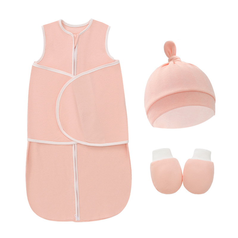 Pink wings sleeping bag side gloves knot hat