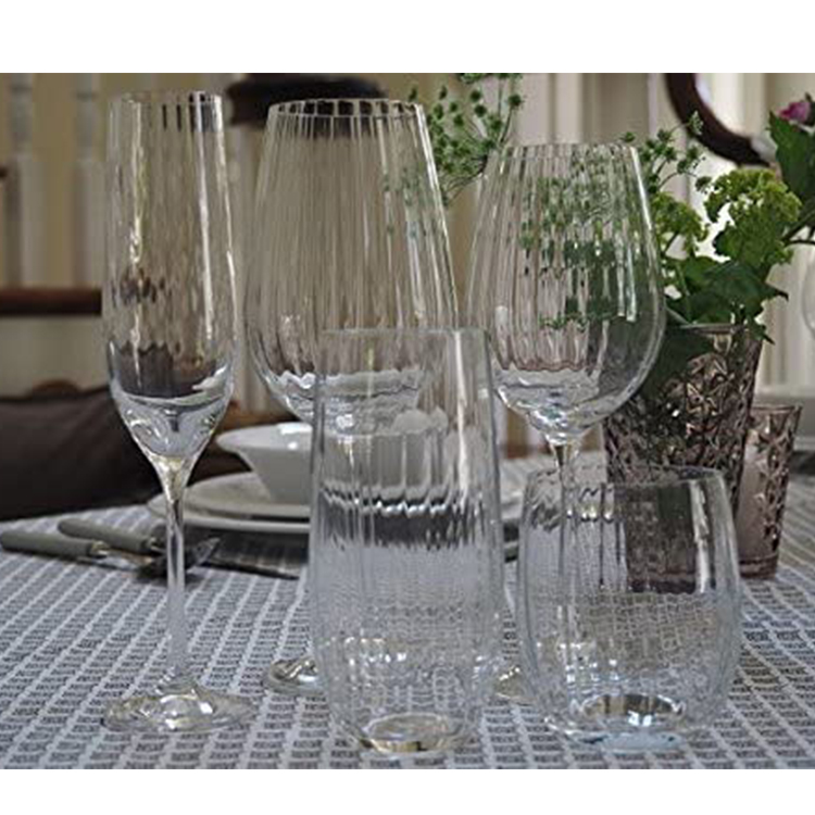 560ml Crafted Handmade Customized Personalized Stripe Design Stemless Wine Glasses for Party,Daily