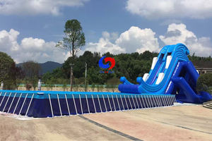 40ft thương mại lớn nhất hồ trượt & bay bay Inflatable screamer trượt nước với trên mặt đất hồ bơi - Product Image 2